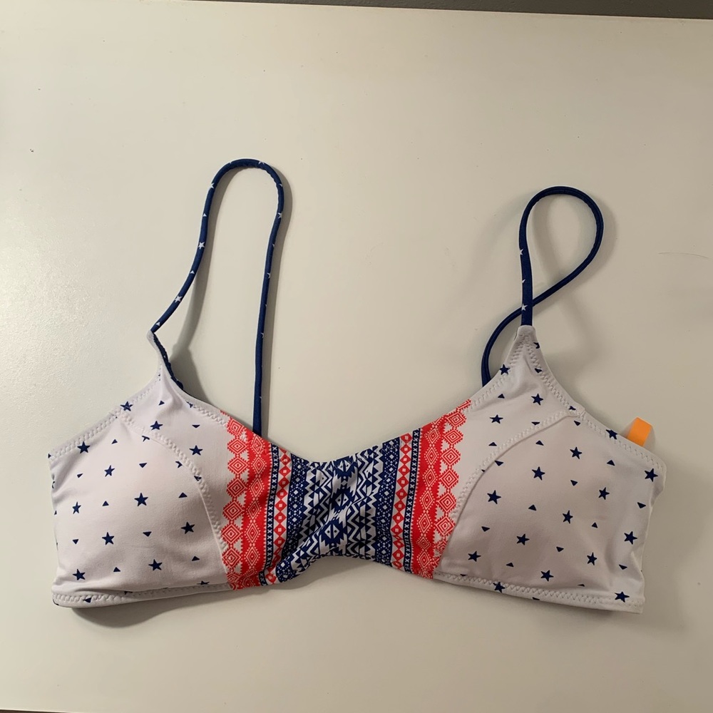 Rip curl red white and blue reversible bikini top